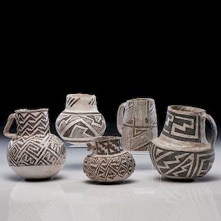 Anasazi Black-on-White Pottery Mugs, From the Collection of Ronald Bainbridge (1926-2014), MI
