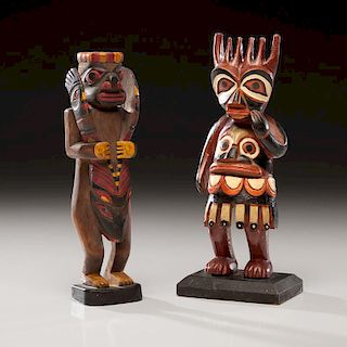 Northwest Coast Painted Wood Carvings with Nugget Shop Label