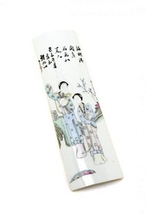 A Chinese Porcelain Wrist Rest, Width 8 3/4 inches.