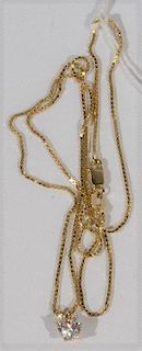 NO CREDIT CARDS FOR JEWELRY  14 karat yellow gold chain and pendant mounted with heart shaped brilliant cut diamond, F-G Colo