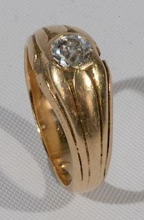 NO CREDIT CARDS FOR JEWELRY  14 karat gold ring set with center diamond, approximately .50 carats.  size 5 1/2  5.7 grams  C.