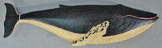 Clark Voorhees (1911-1980) carved and painted wood "Humpback Whale", stamped on back.  length 18 inches