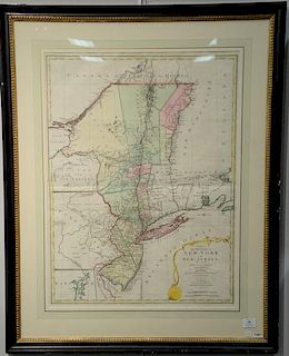 Matthew Albert Lotter  hand colored engraved two sheet map  A Map of the Provinces of New-York and New-Jersey with a part of