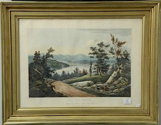 John Hill 
hand colored engraving 
View Near Hudson 
No 15 of the Hudson River Port Folio, published by Henry Megarey, New Yo