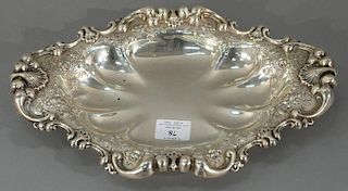 Gorham sterling silver shaped dish with repousse border.   width 14 inches, 15.9 troy ounces   Provenance: The Estate of Tho.
