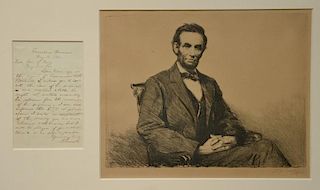 Abraham Lincoln Civil War 1861 signed letter to Honor Secretary of the Navy. Written a few weeks after becoming president,  T