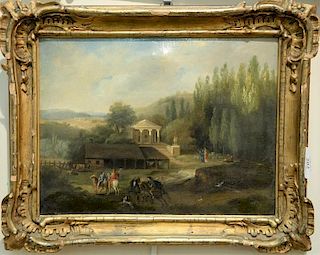 Oil on canvas  Landscape with a Temple  unsigned  German 18th/19th century  8 3/4" x 12"  Provenance: Sold at Sotheby's, J...