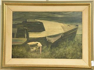 Kenneth Davies (1925) oil on board Washed up Boat signed lower left: Ken Davies 15" x 22" Provenance: From the Estate of Char