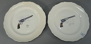 Set of eleven plates, Historical American Firearms, each with various guns. diameter 10 1/4 inches Provenance: From the Estat