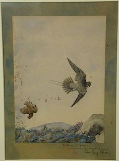 Louis Agassiz Fuertes (1874-1927)watercolor on paperBird in Flight landscapesigned lower left: Louis Agassiz Fuertesdedicated