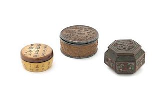 Three Chinese Boxes, Diameter of largest 2 1/4 inches.