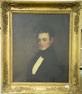 Oil on canvas 
portrait of Ralph Cross Cutter 
Portsmouth, N.H. 1810-1884 
relined 
30" x 25" 
Provenance: 
Being sold to ben