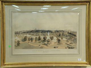 J.H. Bufford  After E. Whitefield  colored lithograph  View of the Public Garden and Boston Common from Arlington St.  Publi.