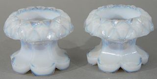 Pair of opalescent salts (minor chips).   height 2 1/2 inches