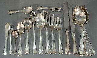 Sterling silver flatware set, 98 total pieces, to include (13) butter knives, (15) teaspoons, (6) soup spoons, (4) iced tea s