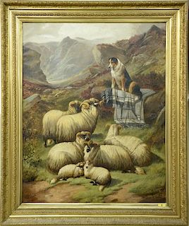 John Barker (1811-1886) 
oil on canvas 
Watching the Sheep 
signed lower left: John Barker 
51" x 40" 
Provenance: 
From the
