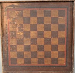 Primitive game board with molded edge. 
18 1/2" x 18 1/4" 
Provenance: 
Estate of Arthur C. Pinto, MD