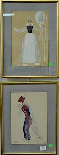Marcel Vertes (1895-1961)  watercolor on paper  Man's Costume from Katinka and Woman's Costume from Katinka  both signed Vert