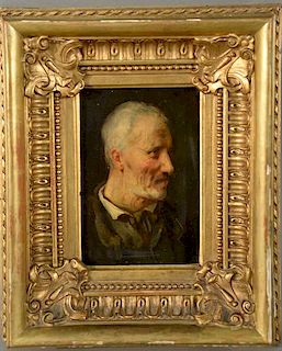 Oil on panel 
portrait bust of a man 
marked with attribution right side F. Waldmuller 1860 
6 1/8" x 4 3/8"