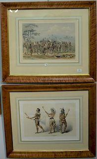 After George Catlin (1796-1872)  hand colored lithographs  from The North American Indian Portfolio  (1) "Ball Players"  plat