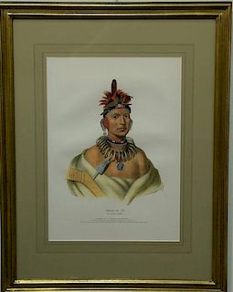 Set of three hand colored lithographs of Indian Chiefs to include:  (1) Chono Ca Pe, An Ottoe Chief  published by E.C. Biddle