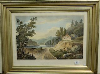 John Hill 
hand colored engraving 
View Near Fishkill 
No 17 of the Hudson River Port Folio, published by Henry Megarey, New