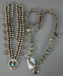 NO CREDIT CARDS FOR JEWELRY  Two silver and turquoise necklaces.  lengths 24 inches and 29 inches  Credit card payments will