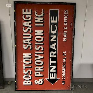 Large "Boston Sausage & Provision Inc." Painted Metal Sign