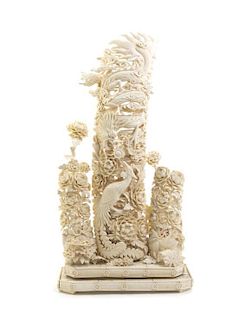 A Chinese Carved Ivory Desk Object, Height 25 1/8 inches.
