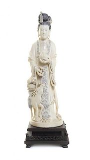 A Chinese Carved Ivory Figure of an Immortal, Height 19 inches.