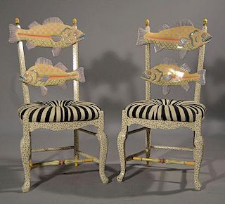 McKenzie-Childs Carved Fish Chairs