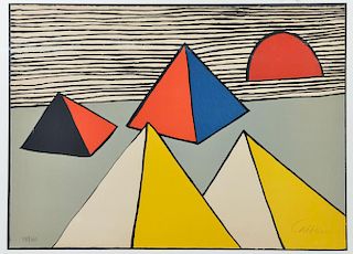 Signed Alexander Calder "Pyramids at Dawn" Litho