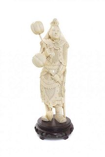 A Chinese Carved Ivory Figure of a Warrior, Height 10 1/4 inches.