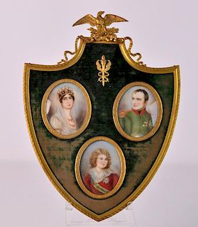 3 Framed 19th C. Miniature Napoleon Portraits