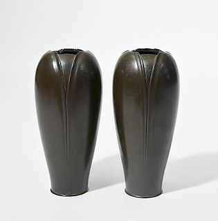 Pair of Japanese Meiji Bronze Vases
