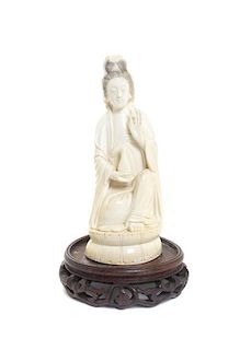 A Chinese Carved Ivory Figure of Guanyin, Height 7 1/2 inches.