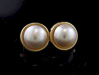 Gold Mabe Pearl Earrings