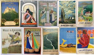 Lot of 10 Original Lithograph Travel Posters.