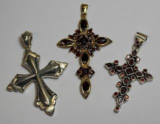JEWELRY. Grouping of 18kt Gold and Sterling Cross