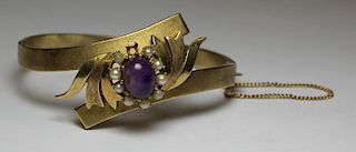 JEWELRY. Signed 14kt Gold, Amethyst and Pearl