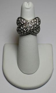 JEWELRY. 18kt Gold and Pave Diamond X-Form Ring.