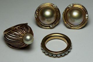 JEWELRY. Gold and Pearl Jewelry Grouping.