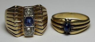 JEWELRY. Gold and Sapphire Ring Grouping.