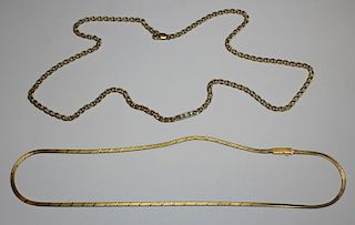 JEWELRY. 14kt Gold and Diamond Chain Grouping.