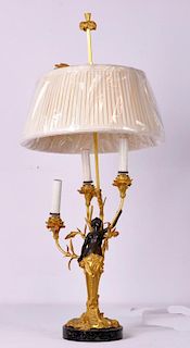 French Gilt & Black Patinated Table Lamp