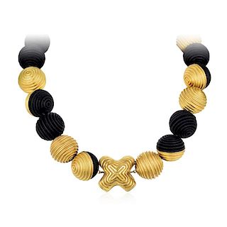 Christopher Walling Gold and Ebony Bead Necklace