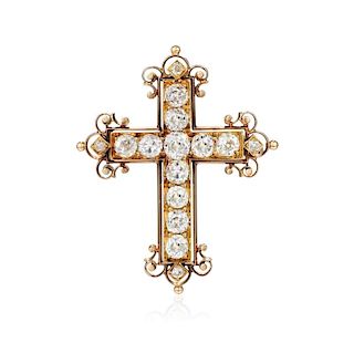 Victorian Diamond Cross Brooch/Pendant