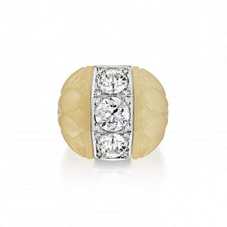Suzanne Belperron Three Diamond Chalcedony Ring