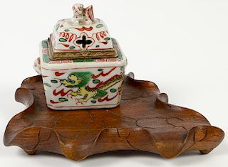 Chinese Porcelain & Bronze Box
