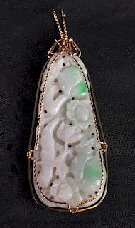 Chinese Jade Pendant with 14kt Gold Wrap